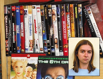 The DVD collection that horrified Pearle (inset).